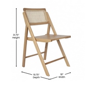 Galene Set of 2 Cane Rattan Folding Chairs with Solid Wood Frame and Seat and Ventilated Back, Perfect for Events or Additional Seating, Natural, SK-220905-NAT-GG