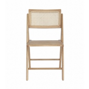 Galene Set of 2 Cane Rattan Folding Chairs with Solid Wood Frame and Seat and Ventilated Back, Perfect for Events or Additional Seating, Natural, SK-220905-NAT-GG