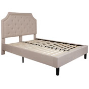 Brighton Full Size Tufted Upholstered Platform Bed in Beige Fabric, SL-BK4-F-B-GG
