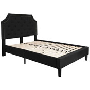 Brighton Full Size Tufted Upholstered Platform Bed in Black Fabric, SL-BK4-F-BK-GG