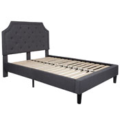 Brighton Full Size Tufted Upholstered Platform Bed in Dark Gray Fabric, SL-BK4-F-DG-GG