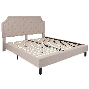 Brighton King Size Tufted Upholstered Platform Bed in Beige Fabric, SL-BK4-K-B-GG