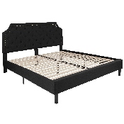 Brighton King Size Tufted Upholstered Platform Bed in Black Fabric, SL-BK4-K-BK-GG