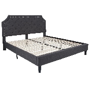Brighton King Size Tufted Upholstered Platform Bed in Dark Gray Fabric, SL-BK4-K-DG-GG