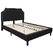 Brighton Queen Size Tufted Upholstered Platform Bed in Black Fabric, SL-BK4-Q-BK-GG