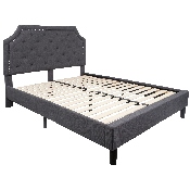 Brighton Queen Size Tufted Upholstered Platform Bed in Dark Gray Fabric, SL-BK4-Q-DG-GG