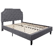 Brighton Queen Size Tufted Upholstered Platform Bed in Light Gray Fabric, SL-BK4-Q-LG-GG