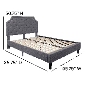 Brighton Queen Size Tufted Upholstered Platform Bed in Light Gray Fabric, SL-BK4-Q-LG-GG
