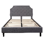 Brighton Queen Size Tufted Upholstered Platform Bed in Light Gray Fabric, SL-BK4-Q-LG-GG