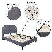 Brighton Queen Size Tufted Upholstered Platform Bed in Light Gray Fabric, SL-BK4-Q-LG-GG