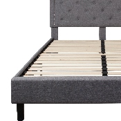 Brighton Queen Size Tufted Upholstered Platform Bed in Light Gray Fabric, SL-BK4-Q-LG-GG