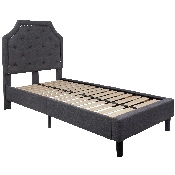 Brighton Twin Size Tufted Upholstered Platform Bed in Dark Gray Fabric, SL-BK4-T-DG-GG