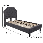 Brighton Twin Size Tufted Upholstered Platform Bed in Dark Gray Fabric, SL-BK4-T-DG-GG
