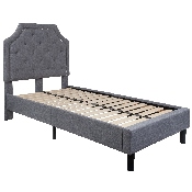 Brighton Twin Size Tufted Upholstered Platform Bed in Light Gray Fabric, SL-BK4-T-LG-GG