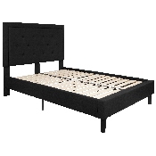 Roxbury Full Size Tufted Upholstered Platform Bed in Black Fabric, SL-BK5-F-BK-GG