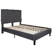 Roxbury Full Size Tufted Upholstered Platform Bed in Dark Gray Fabric, SL-BK5-F-DG-GG