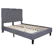 Roxbury Full Size Tufted Upholstered Platform Bed in Light Gray Fabric, SL-BK5-F-LG-GG