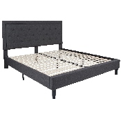 Roxbury King Size Tufted Upholstered Platform Bed in Dark Gray Fabric, SL-BK5-K-DG-GG