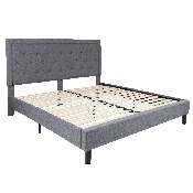 Roxbury King Size Tufted Upholstered Platform Bed in Light Gray Fabric, SL-BK5-K-LG-GG
