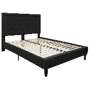Roxbury Queen Size Tufted Upholstered Platform Bed in Black Fabric, SL-BK5-Q-BK-GG