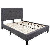 Queen Platform Bed - Queen Size Platform Bed Frame with Headboard, SL-BK5-Q-DG-GG