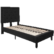 Roxbury Twin Size Tufted Upholstered Platform Bed in Black Fabric, SL-BK5-T-BK-GG