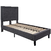 Roxbury Twin Size Tufted Upholstered Platform Bed in Dark Gray Fabric, SL-BK5-T-DG-GG