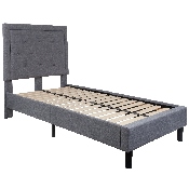 Roxbury Twin Size Tufted Upholstered Platform Bed in Light Gray Fabric, SL-BK5-T-LG-GG