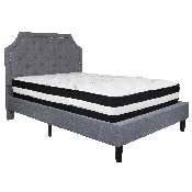 Brighton Full Size Tufted Upholstered Platform Bed in Light Gray Fabric with Pocket Spring Mattress, SL-BM-10-GG