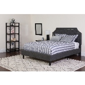 Brighton Twin Size Tufted Upholstered Platform Bed in Dark Gray Fabric with Pocket Spring Mattress, SL-BM-13-GG