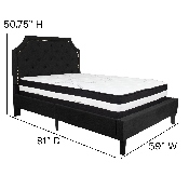 Brighton Full Size Tufted Upholstered Platform Bed in Black Fabric with Pocket Spring Mattress, SL-BM-6-GG