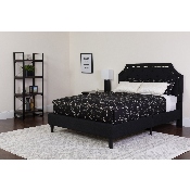 Brighton Full Size Tufted Upholstered Platform Bed in Black Fabric with Pocket Spring Mattress, SL-BM-6-GG