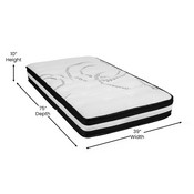 Brighton Twin Size Tufted Upholstered Platform Bed in Beige Fabric with 10 Inch CertiPUR-US Certified Pocket Spring Mattress, SL-BM10-1-GG