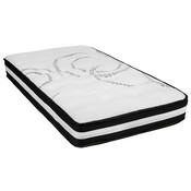 Brighton Twin Size Tufted Upholstered Platform Bed in Beige Fabric with 10 Inch CertiPUR-US Certified Pocket Spring Mattress, SL-BM10-1-GG