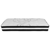 Brighton Twin Size Tufted Upholstered Platform Bed in Beige Fabric with 10 Inch CertiPUR-US Certified Pocket Spring Mattress, SL-BM10-1-GG