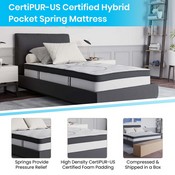 Brighton Twin Size Tufted Upholstered Platform Bed in Beige Fabric with 10 Inch CertiPUR-US Certified Pocket Spring Mattress, SL-BM10-1-GG
