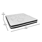 Brighton King Size Tufted Upholstered Platform Bed in Light Gray Fabric with 10 Inch CertiPUR-US Certified Pocket Spring Mattress, SL-BM10-12-GG