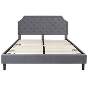 Brighton King Size Tufted Upholstered Platform Bed in Light Gray Fabric with 10 Inch CertiPUR-US Certified Pocket Spring Mattress, SL-BM10-12-GG
