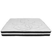 Brighton King Size Tufted Upholstered Platform Bed in Light Gray Fabric with 10 Inch CertiPUR-US Certified Pocket Spring Mattress, SL-BM10-12-GG