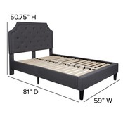 Brighton Full Size Tufted Upholstered Platform Bed in Dark Gray Fabric with 10 Inch CertiPUR-US Certified Pocket Spring Mattress, SL-BM10-14-GG