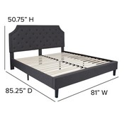 Brighton King Size Tufted Upholstered Platform Bed in Dark Gray Fabric with 10 Inch CertiPUR-US Certified Pocket Spring Mattress, SL-BM10-16-GG