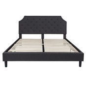 Brighton King Size Tufted Upholstered Platform Bed in Dark Gray Fabric with 10 Inch CertiPUR-US Certified Pocket Spring Mattress, SL-BM10-16-GG