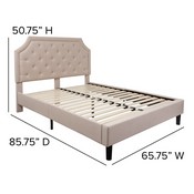 Brighton Queen Size Tufted Upholstered Platform Bed in Beige Fabric with 10 Inch CertiPUR-US Certified Pocket Spring Mattress, SL-BM10-3-GG
