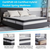 Brighton Queen Size Tufted Upholstered Platform Bed in Beige Fabric with 10 Inch CertiPUR-US Certified Pocket Spring Mattress, SL-BM10-3-GG