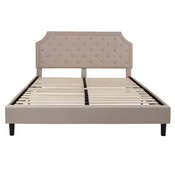 Brighton King Size Tufted Upholstered Platform Bed in Beige Fabric with 10 Inch CertiPUR-US Certified Pocket Spring Mattress, SL-BM10-4-GG