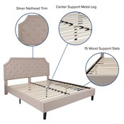 Brighton King Size Tufted Upholstered Platform Bed in Beige Fabric with 10 Inch CertiPUR-US Certified Pocket Spring Mattress, SL-BM10-4-GG
