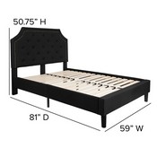 Brighton Full Size Tufted Upholstered Platform Bed in Black Fabric with 10 Inch CertiPUR-US Certified Pocket Spring Mattress, SL-BM10-6-GG