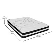 Brighton Full Size Tufted Upholstered Platform Bed in Black Fabric with 10 Inch CertiPUR-US Certified Pocket Spring Mattress, SL-BM10-6-GG