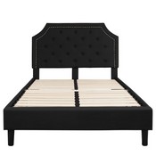 Brighton Full Size Tufted Upholstered Platform Bed in Black Fabric with 10 Inch CertiPUR-US Certified Pocket Spring Mattress, SL-BM10-6-GG