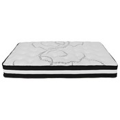 Brighton Full Size Tufted Upholstered Platform Bed in Black Fabric with 10 Inch CertiPUR-US Certified Pocket Spring Mattress, SL-BM10-6-GG
